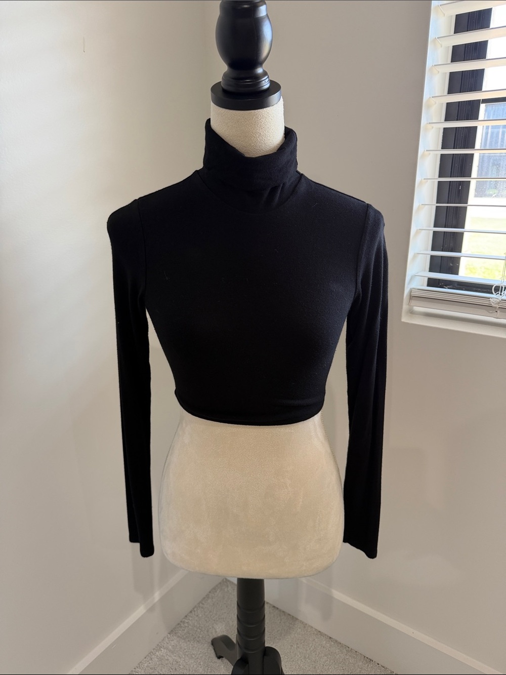 naked wardrobe Black Long-Sleeve Turtleneck Crop Top